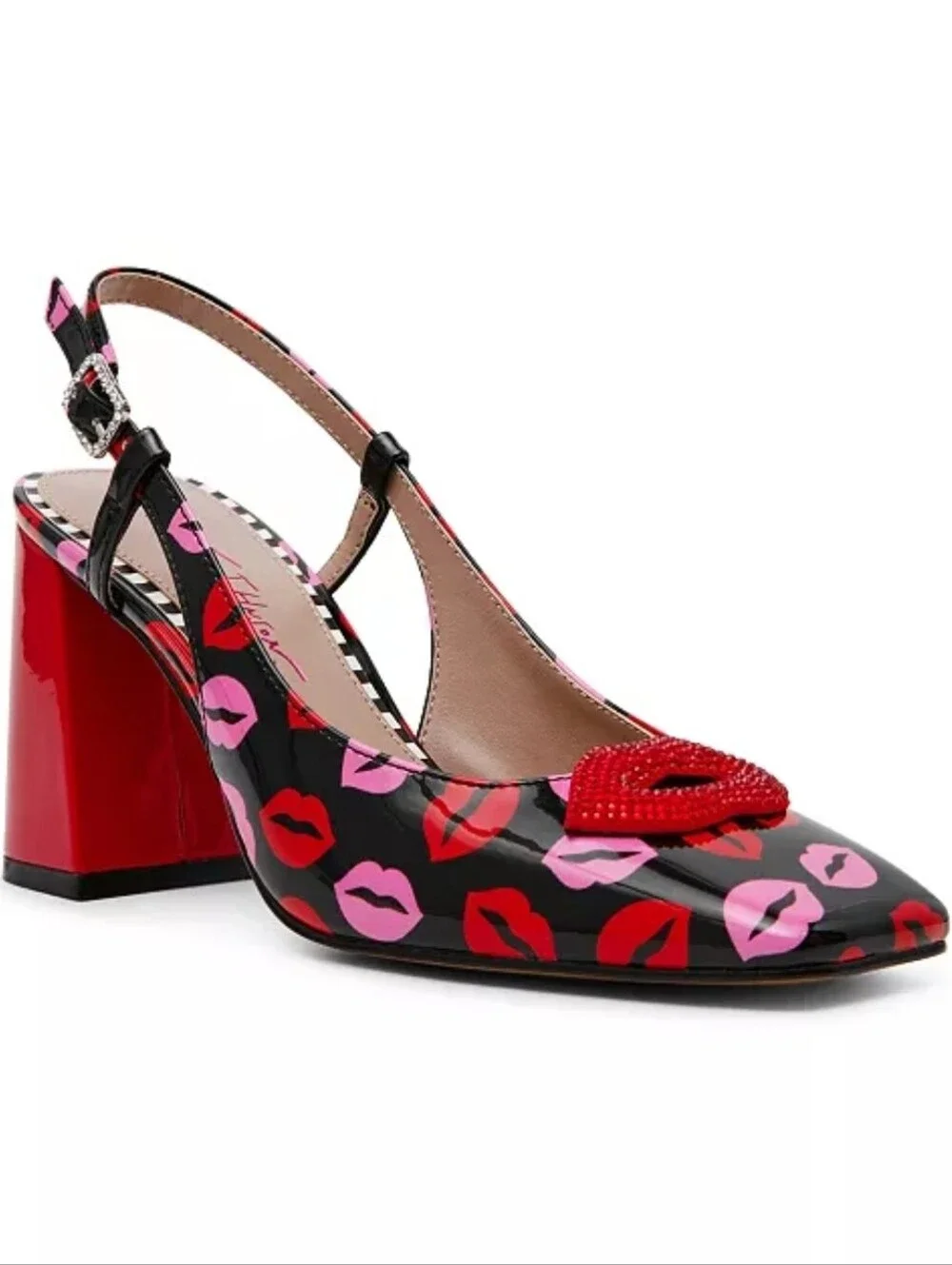 ❤️▪️💋 Betsey Johnson▪️Women Ashley Novelty Lips Slingback Block-Heel Pumps